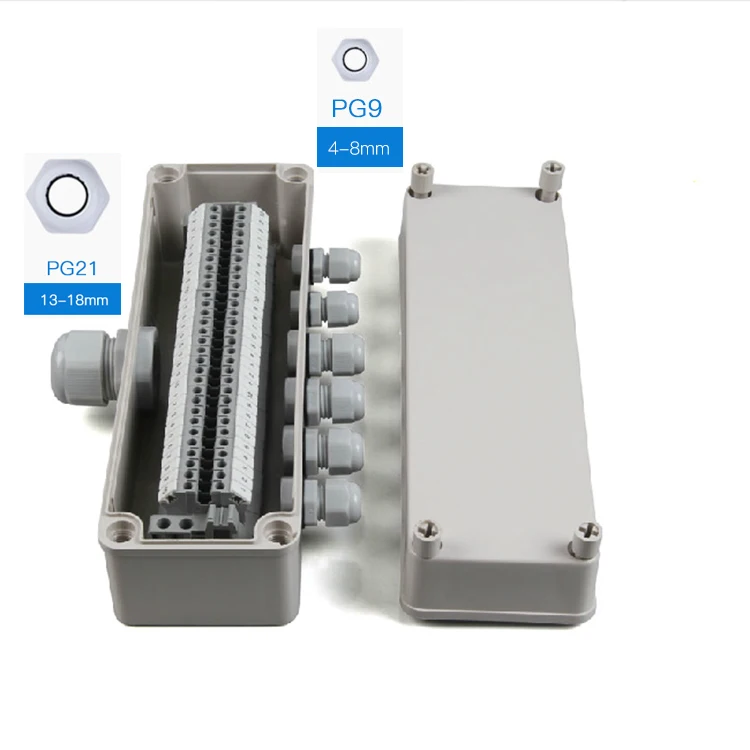 IP65 водонепроницаемый кабель распределительная коробка 80*250*70 мм два в шесть с UK2.5B din-рейку клеммные блоки - Цвет: 1 in 5 out Box kit
