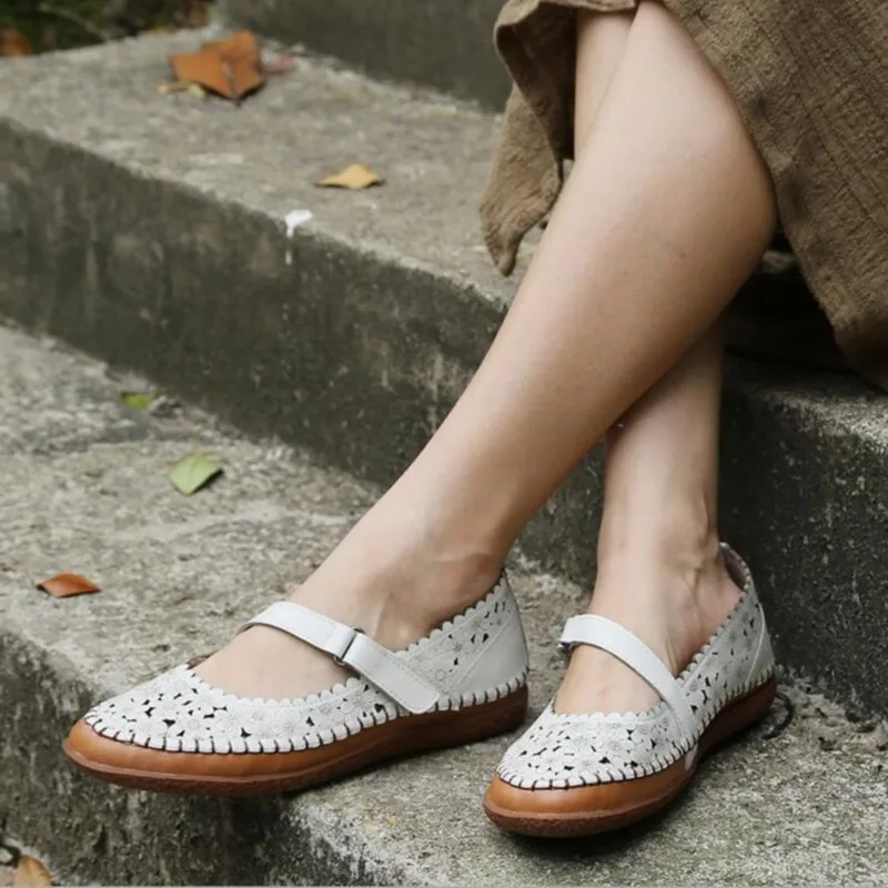 

2016 new summer genuine leather cut out women shoes handmade flower casual women flats comfortable sweet women shoes