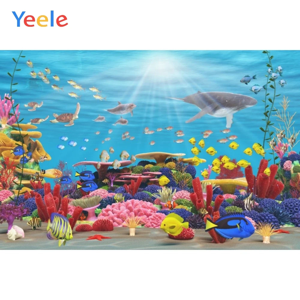 

Yeele Vinyl Cartoon Seabed Mermaid Shark Birthday Party Photography Backdrop Children Boy Photographic Background Photo Studio