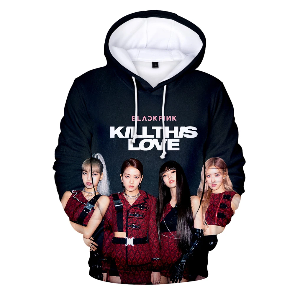 

Korean Sweatshirt Kpop Blackpink Hoodie Sweatshirts Women Hip hop 3D Print Black Pink Hooded Causal Blackpink Pullovers Clothes