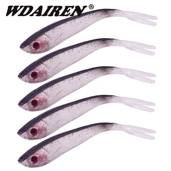 5Pcs/lot jig head fishing lure 100mm/75mm pesca soft baits leurre souple Iscas Artificial Shad Worm Carp Fishing Minnows lures