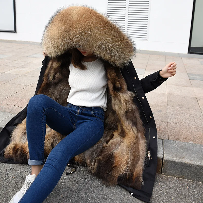 2019 Natuurlijke Echte Wasbeer Bontkraag 3 In 1 Afneembare Bovenkleding Winter Jas Vrouwen Jas Dikke Warme Kap Streetwear Parka nieuwe 2019 Natuurlijke Echte Wasbeer Bontkraag 3 In 1 Afneembare Bovenkleding Winter Jas Vrouwen Jas Dikke Warme Kap Streetwear Parka nieuwe
