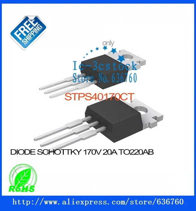 2x MBR2060CT-YAN2 Schottky Diode 60V 20A TO220AB - Gleichrichterdiode