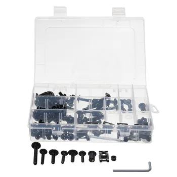 

134pcs/set CNC Motorcycle M6 M5 Fairing Bolts Screws Kit Windshield Body Bolts Fastener Set Bodywork Screws Nut with Box Black