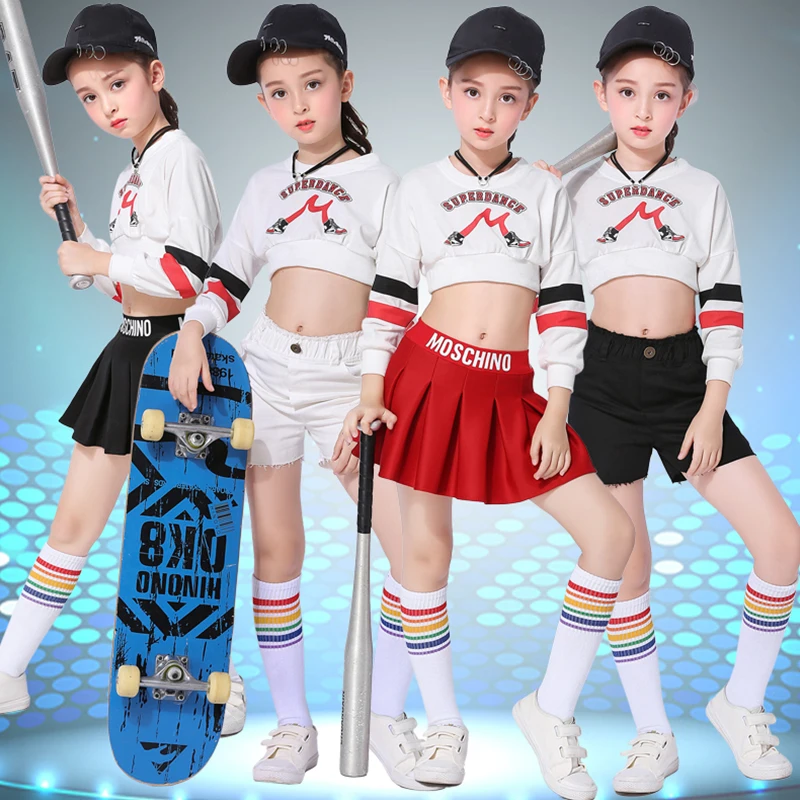 

Jazz Dance Children Performance Shirt Pants Suit Casual Hip Hop Stage Skirt Wear Letter Print Dance Costumes Jazzy Dance Kids
