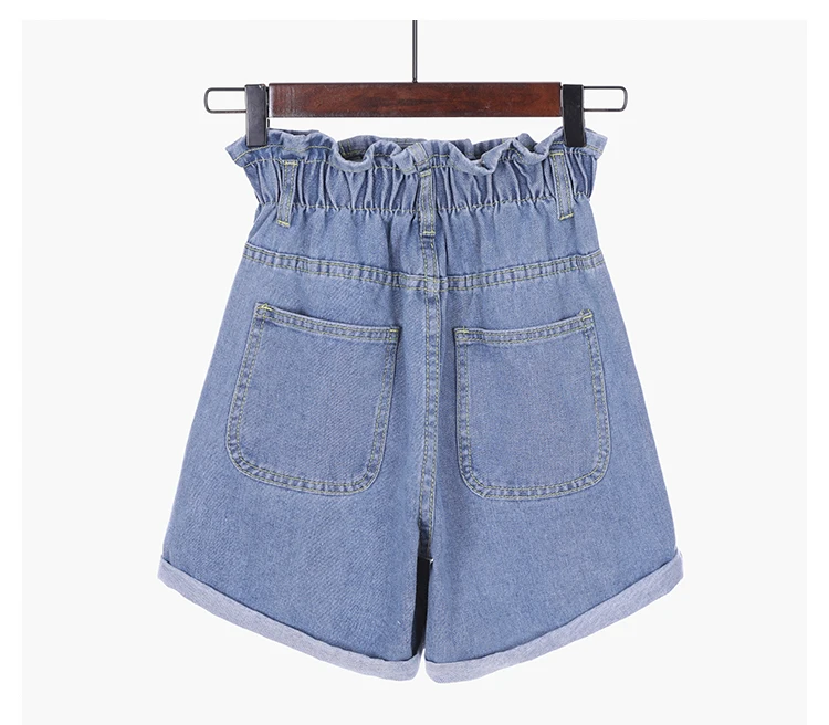 S-5XL Korean Women's Shorts Plus Size Elastic High Waist Denim Shorts Women Loose Crimping Jean Shorts Summer Short Pants Women