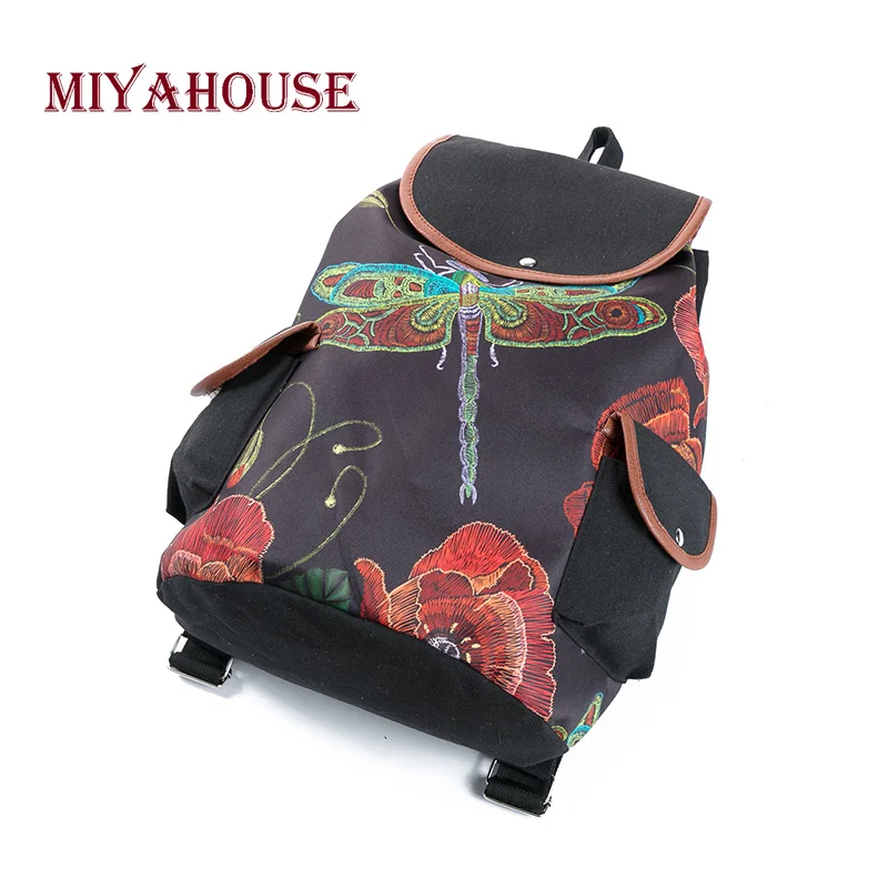 Женский холщовый рюкзак Miyahouse с принтом стрекозы дизайнерский дорожный ранец на