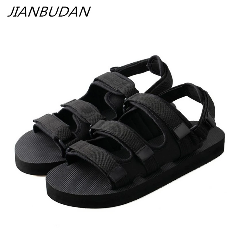 

JIANBUDAN/ Flat casual summer women's sandals Non-slip lightweight lovers beach shoes Roman style breathable sandals 35-44