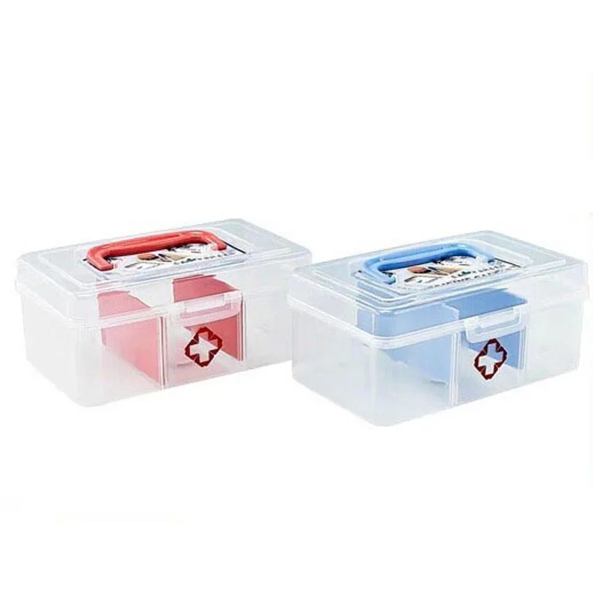 First Aid Clear Container Bin Family Emergency Kit Storage Box Detachable Tray Family Medicine