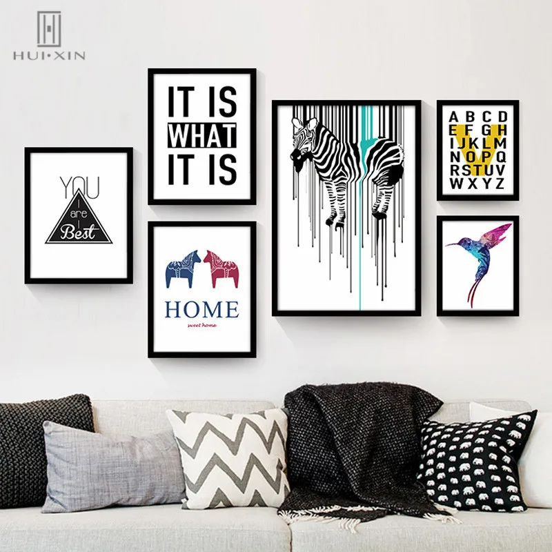 

Nordic Abstract Canvas Printing Modern Posters Lovely Birds Dandelion Pencil Heart Text Decorative Paintings For Home Decor