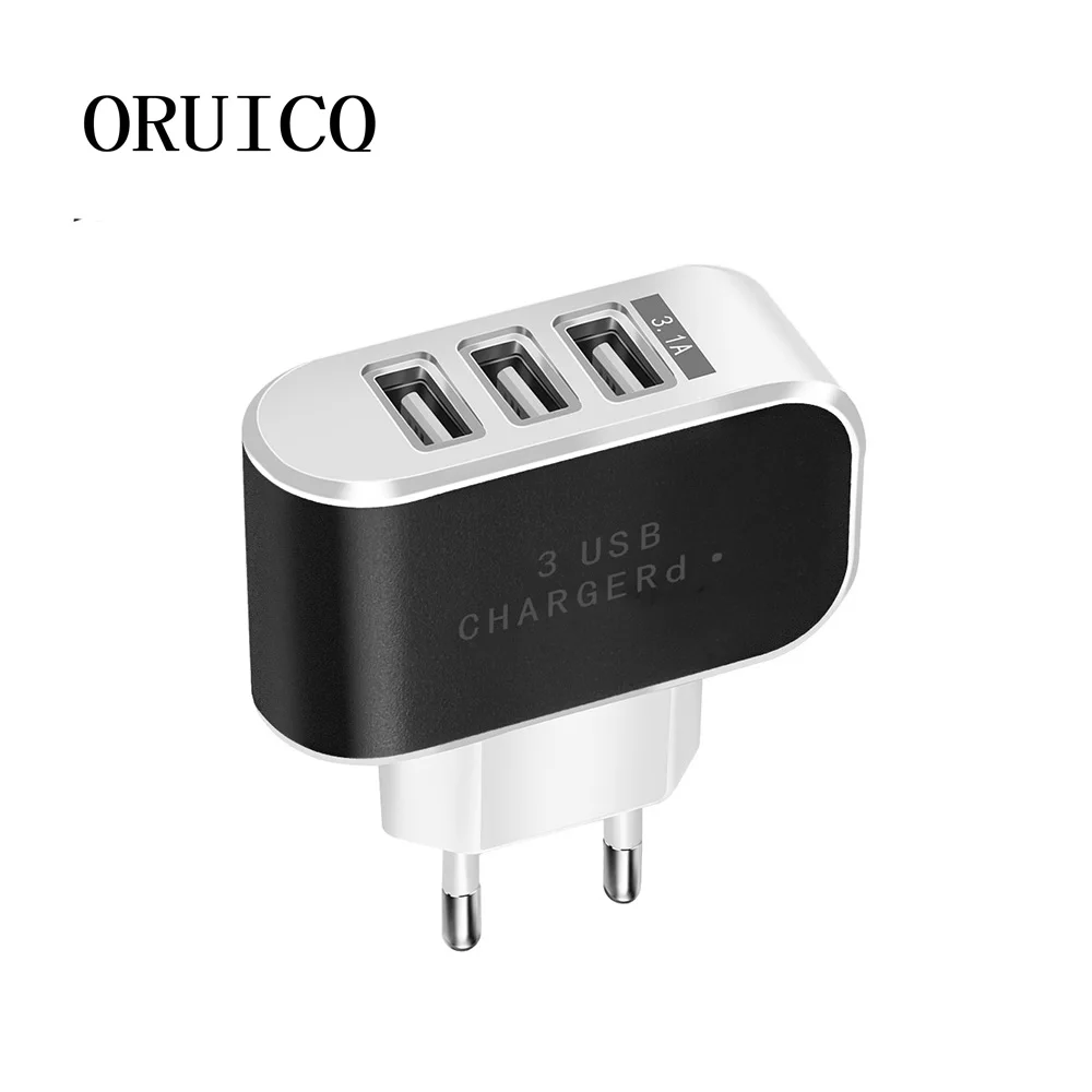 

USB Charger 3 Ports 5V2A Travel Wall Power Adapter Charging For iPhone Xiaomi Samsung HTC Huawei Nylon Braided Micro USB Cable