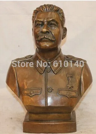 

12" Russia chairman Copper Joseph Vissarionovich Joseph Stalin Head Bust Statue