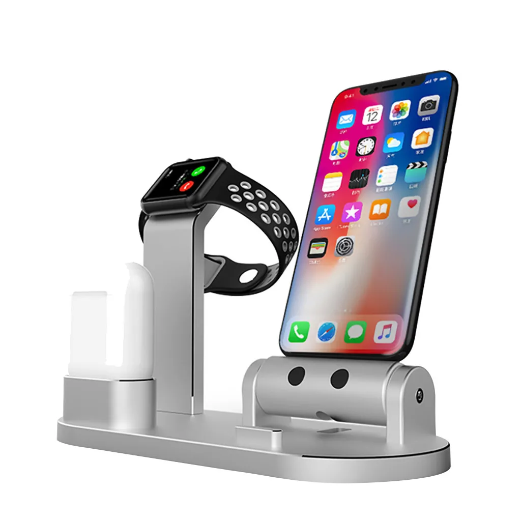 CARPRIE держатель Универсальный держатель для телефона Подставка алюминиевый сплав зарядная док-станция держатель для IPhone для Apple Watch Airpods - Цвет: Серебристый