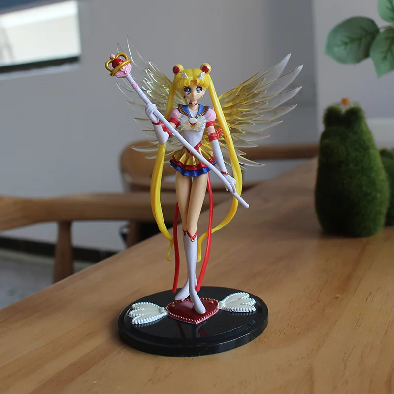 

Anime Figures 16cm PVC Sailor Moon Action Figures Sailor Moon Figure Set Wings Cake Decoration Collection Model Toy Doll Gifts