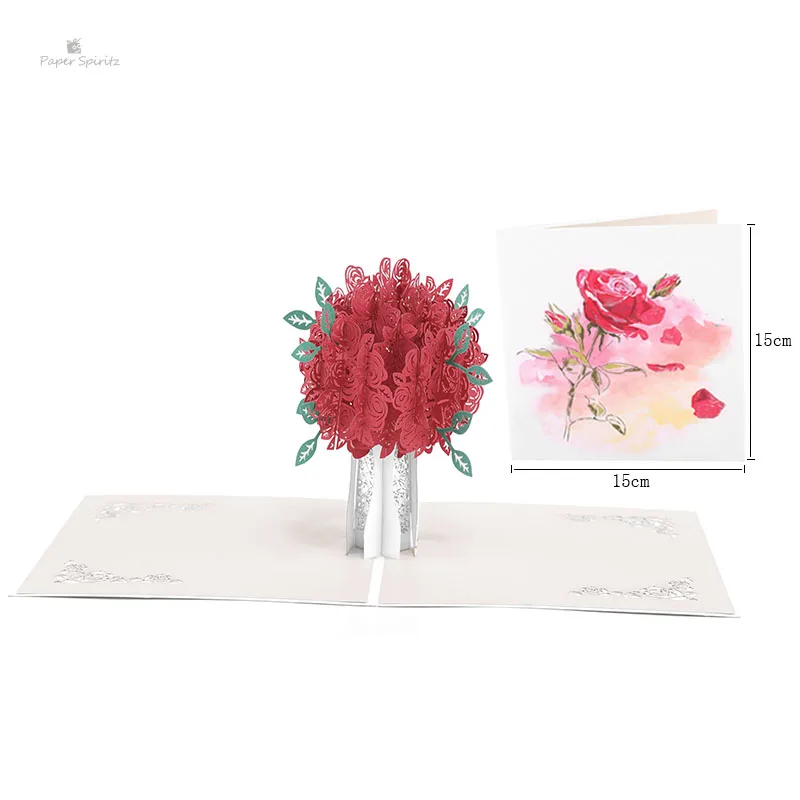  3D Pop up Flower Wedding Invitation Greeting Gift Thank You Cards Blank Postcards Birthday Handmade - 32815832399