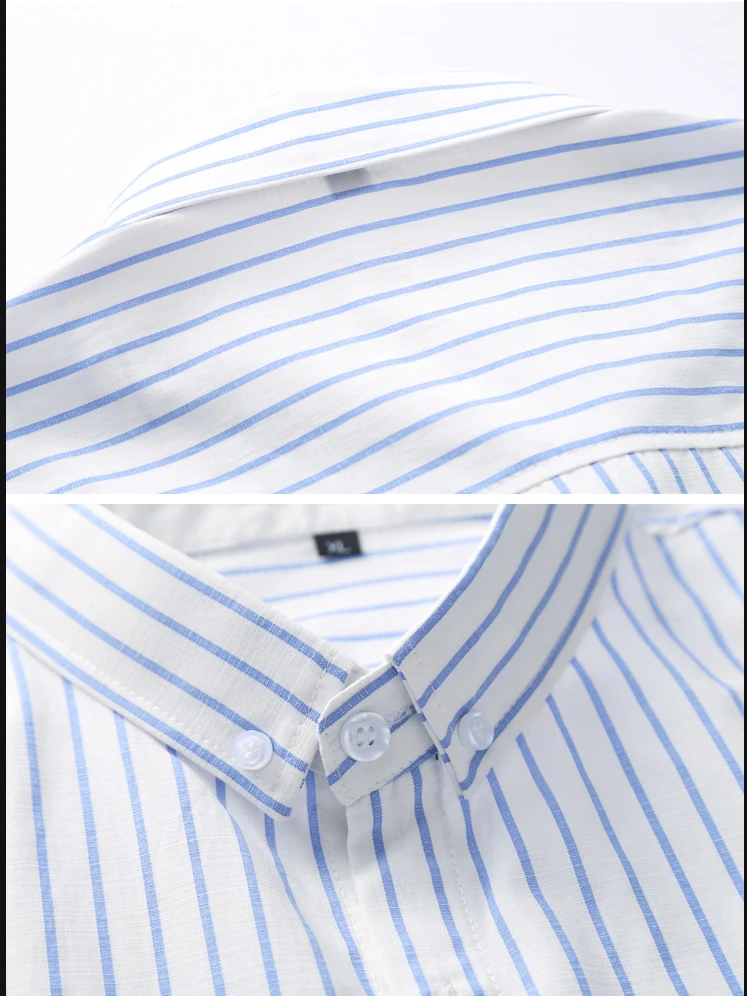 Мужская рубашка в полоску LONMMY 6XL 7XL хлопковая Повседневная брендовая одежда с