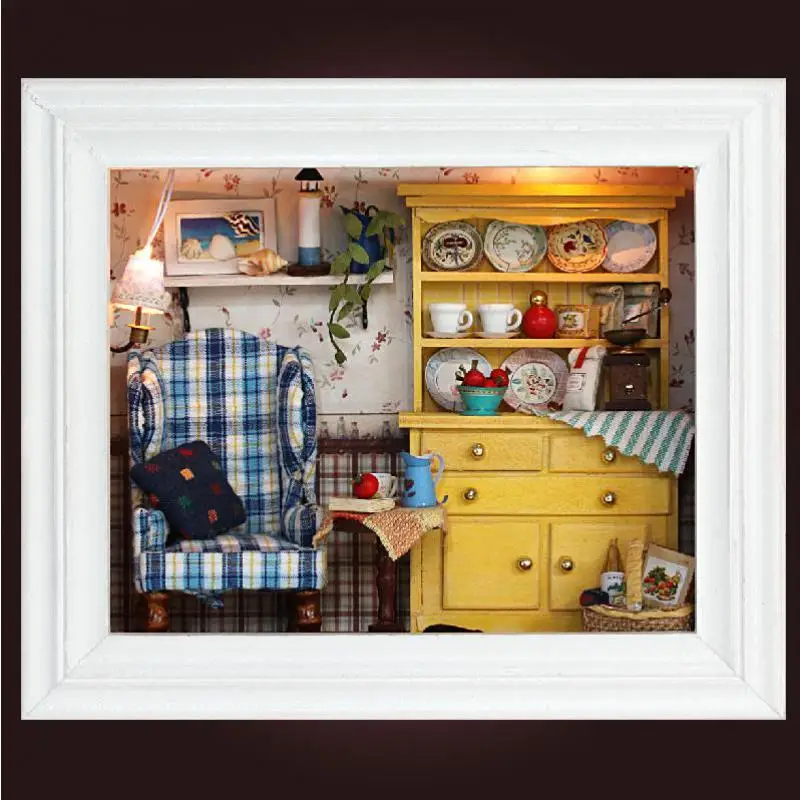 2016 Sale New Home Decoration Crafts Diy Doll House Wooden Houses Miniature Dollhouse Furniture Kit Room Led Lights Photo Frame
