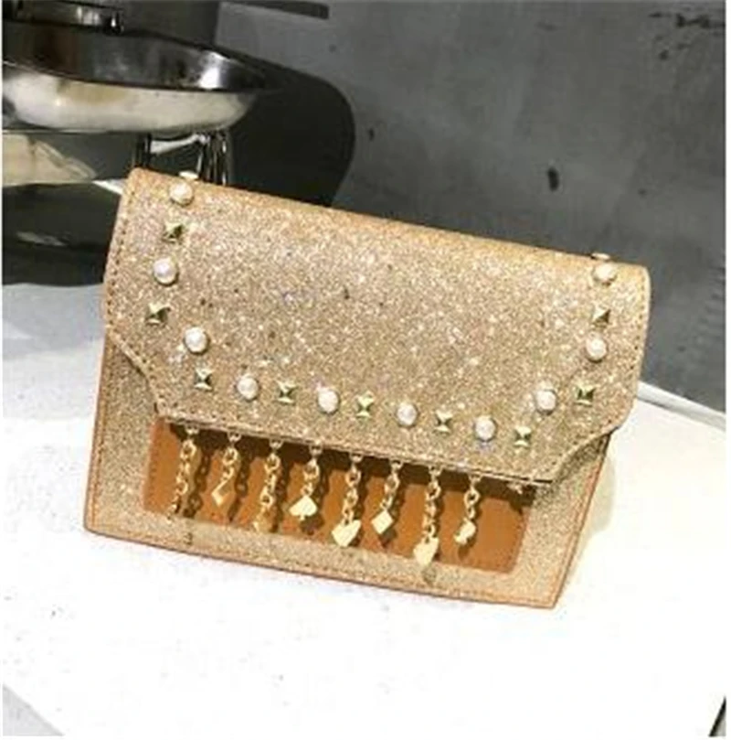 Womens Ladies Sequined Flax Leather Envelope Clutch Evening Shoulder Chain Bag Colorful Messenger Bags