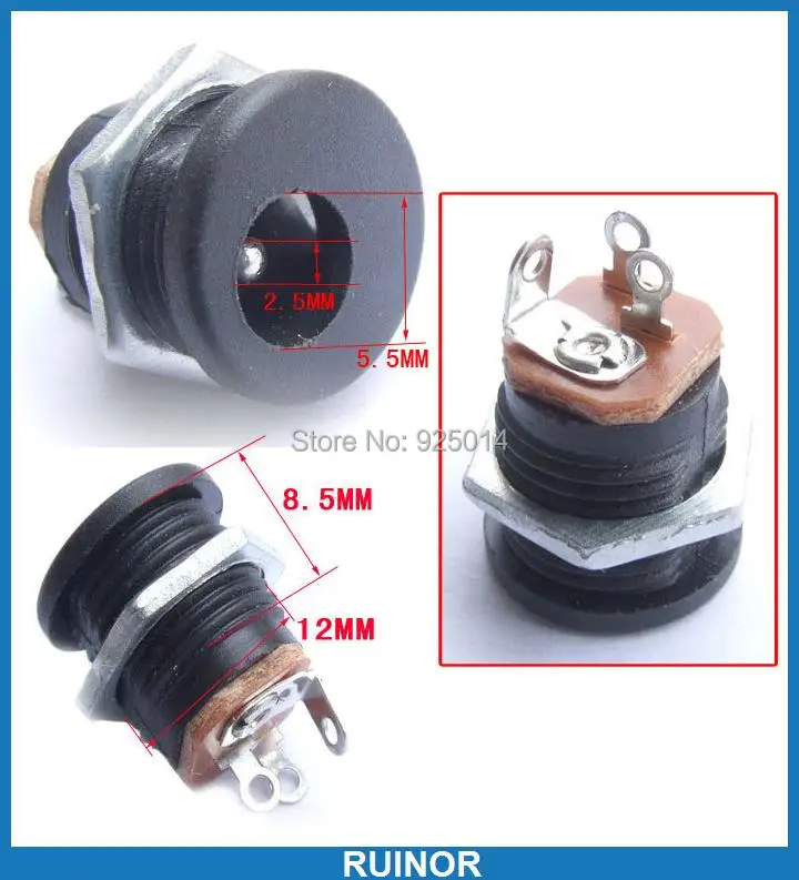 

100PCS 2.5mm DC Power Charger Socket 5.5MM 2.5MM DC Plug Panel Mount DC-022