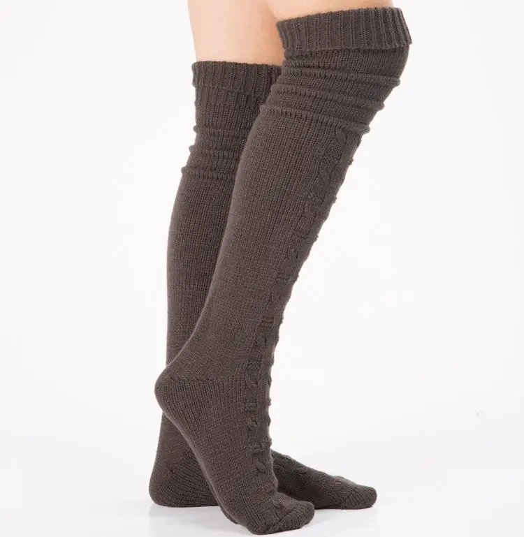 High Socks For Women Stocking Cover Shoes Boot Heel 80S Leg Knitted Legging