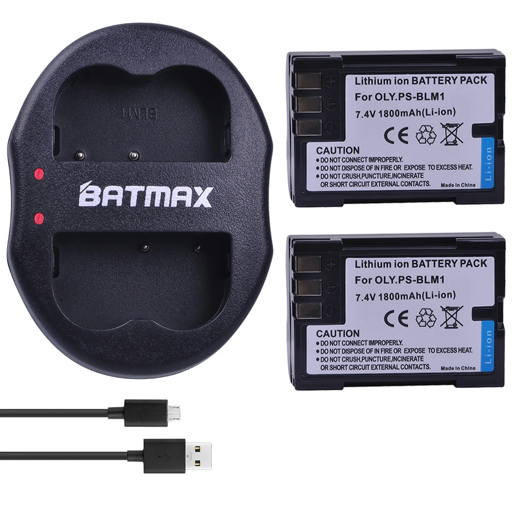 2 Pz Ps-Blm1 Blm1 Blm-Ps Battery + Usb Caricatore Doppio Per Olympus E-300 E-330 E-500-C-C-7070 C-8080 E-1 E-3 E-30 E520