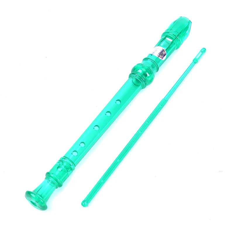 Пластиковые 6 отверстий прозрачные кларнеты с палочка для чистки духовых инструментов музыкальный рекордер флейты - Цвет: Зеленый
