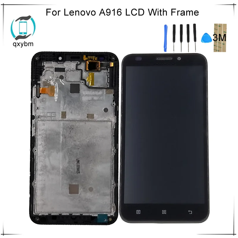 

5.5inch LCD For Lenovo A916 LCD Display Touch Screen Digitizer Assembly With Frame Replacement With Free Tools and 3M Sticker