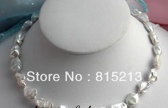 

N694 16" 18mm white baroque keshi reborn pearl necklace N Discount NEW