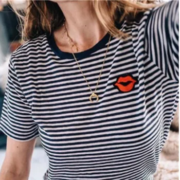 

Women Casual Short Sleeve Striped Tops Blouse Shirt