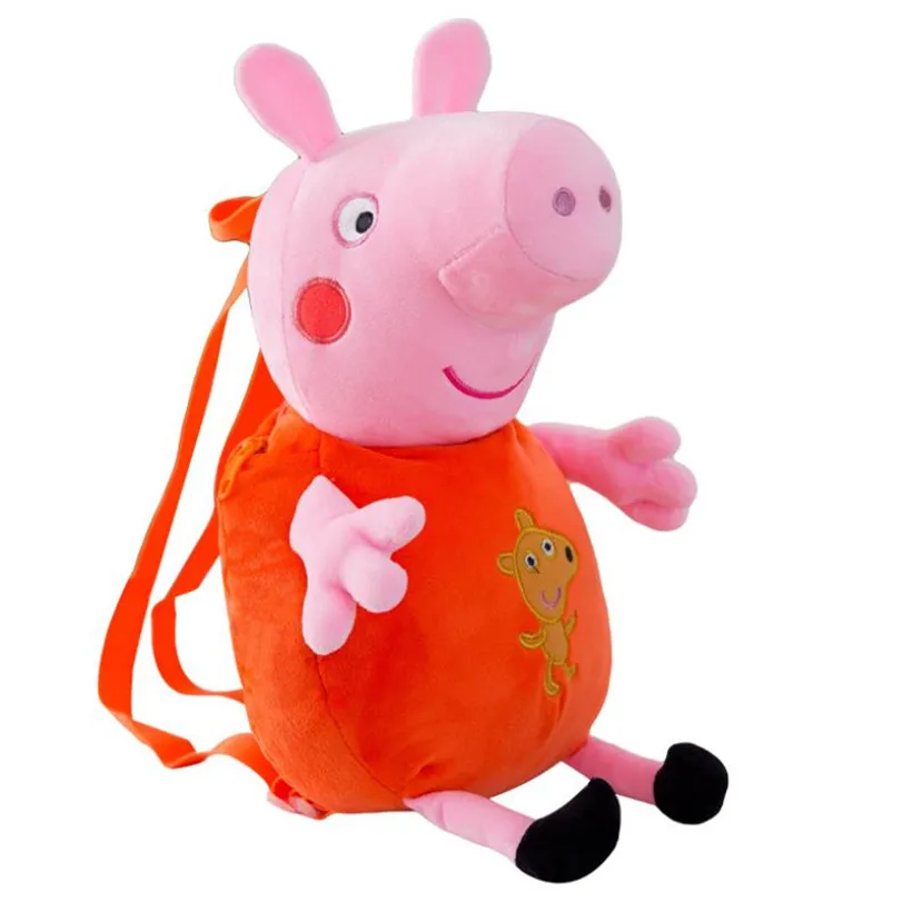 

Hot Sell Peppa Pig Cartoon Backpack Baby School Bag Soft Pelucia Stuffed Doll Plush Toys For Children Birthday Gifts