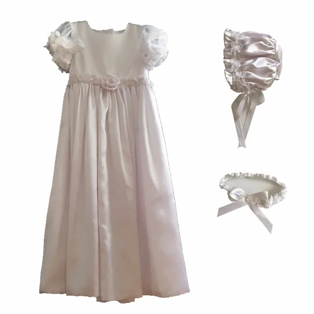 Best price at $109 Cheap 2016 30% Silk Unique white Newborn girls christening baptism dresses with hat & Headdress , Baby longo bautizo suits 1301