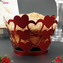 Лазерная резка 100 шт. полый в форме сердца бумага для выпечки из гофрированного картона, для выпечки чашки Маффин кухонные капкейки Чехлы формы для торта 5Z-SH159