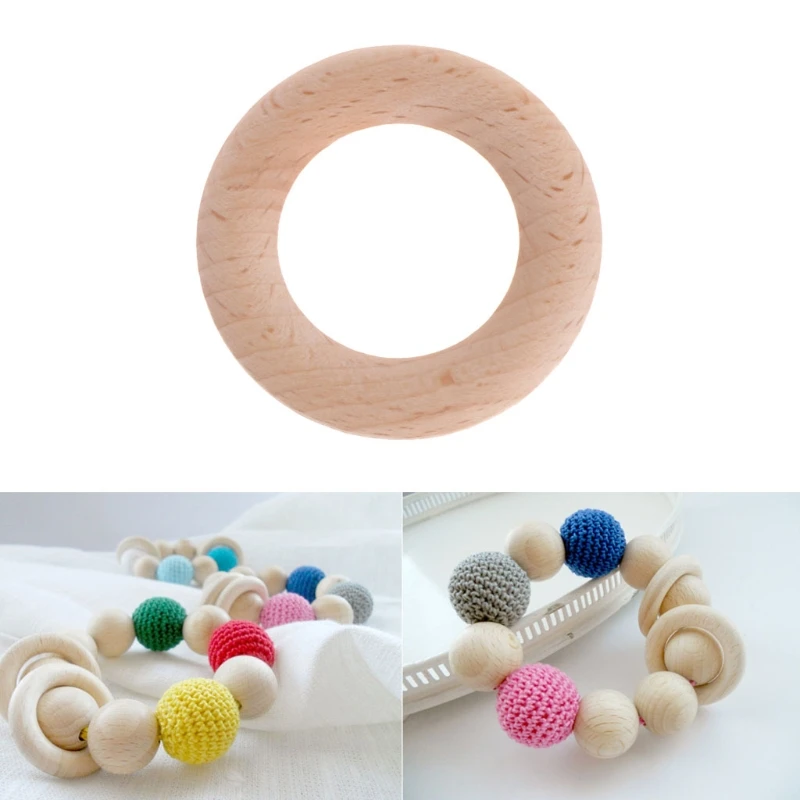 55 мм детские деревянные кольца для прорезывания зубов, ожерелье, браслет, поделки своими руками, натуральные браслеты для игры в спортзал