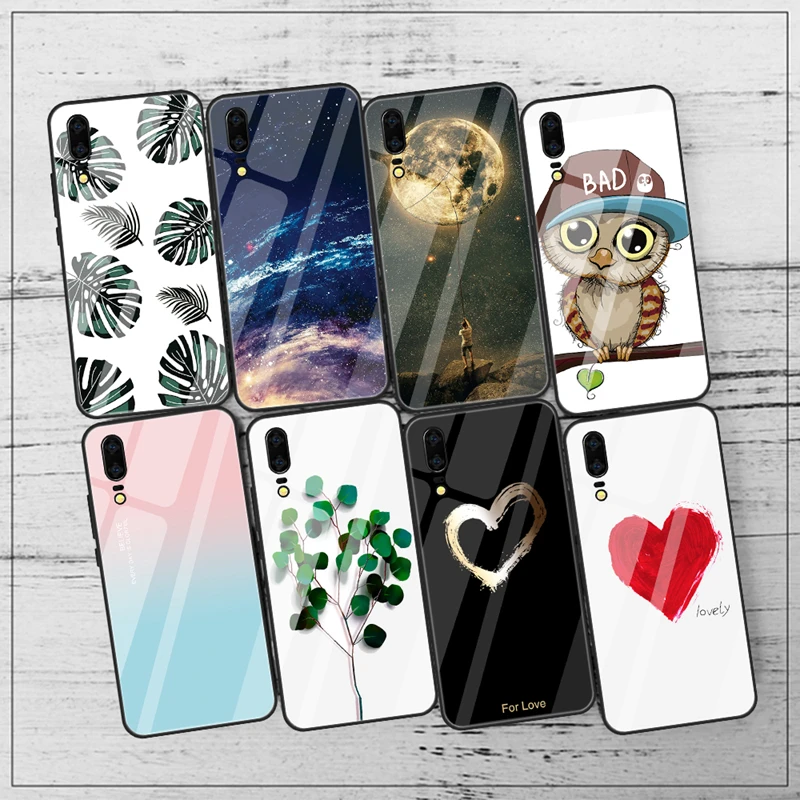 

Phone Case For Huawei P20 Pro Nova 3e 3 3i Mate 20 Lite Case Silicon Back Tempered Glass Starry Sky For Huawei P20 Lite Cover
