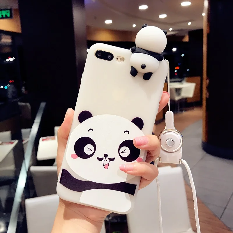 KISSCASE 3D Cute Panda Чехол для iPhone X 7 8 Plus прекрасная игрушка панда крышка силиконовая 6 S 6s