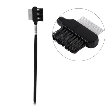 

Eyelash Eyebrow Brush Comb Wood Handle Double Head Extension Metal Steel Makeup Brush