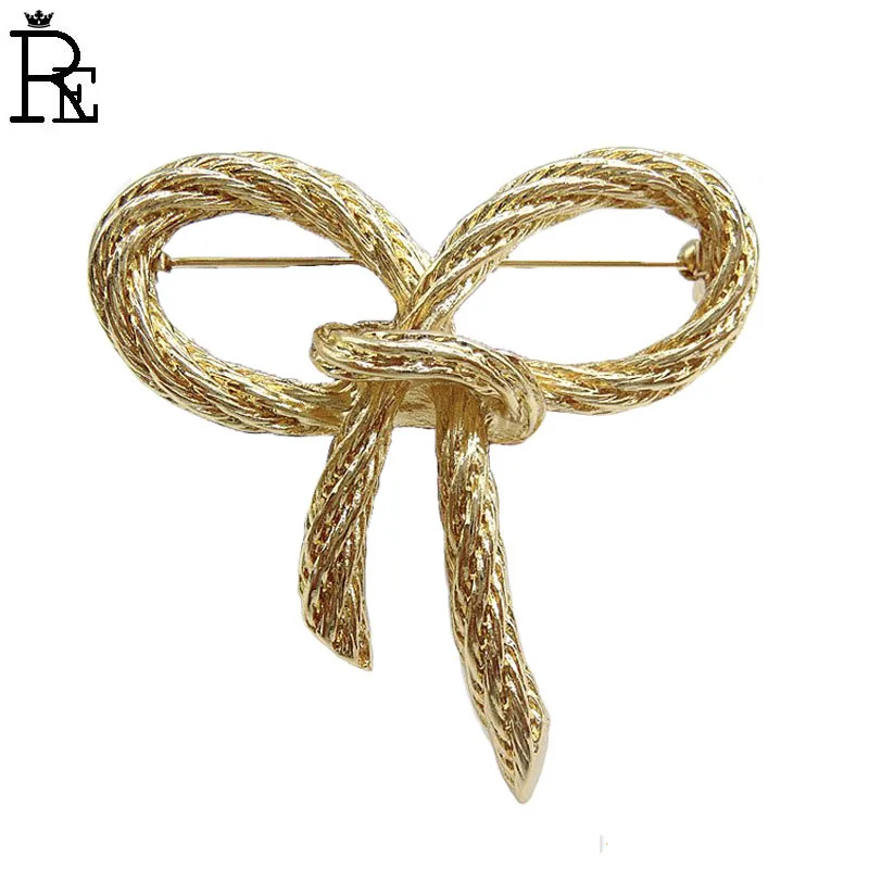 

RE Women Brooch Enamel Pins Bowknot Brooches Wedding Party Date Bow Broach Bouquet Hijab Pin Broches Scarf Jewelry Accessories