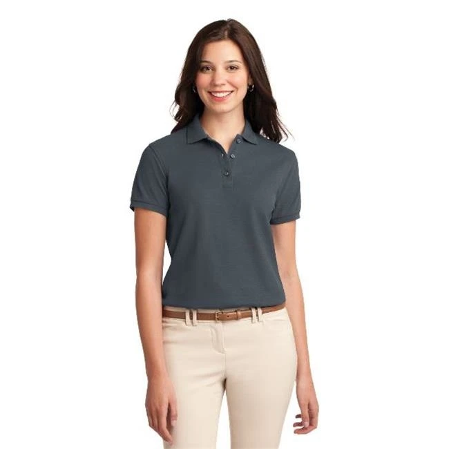 Port Authority L500 Ladies Silk Touch Polo T-Shirt Steel Grey - Large