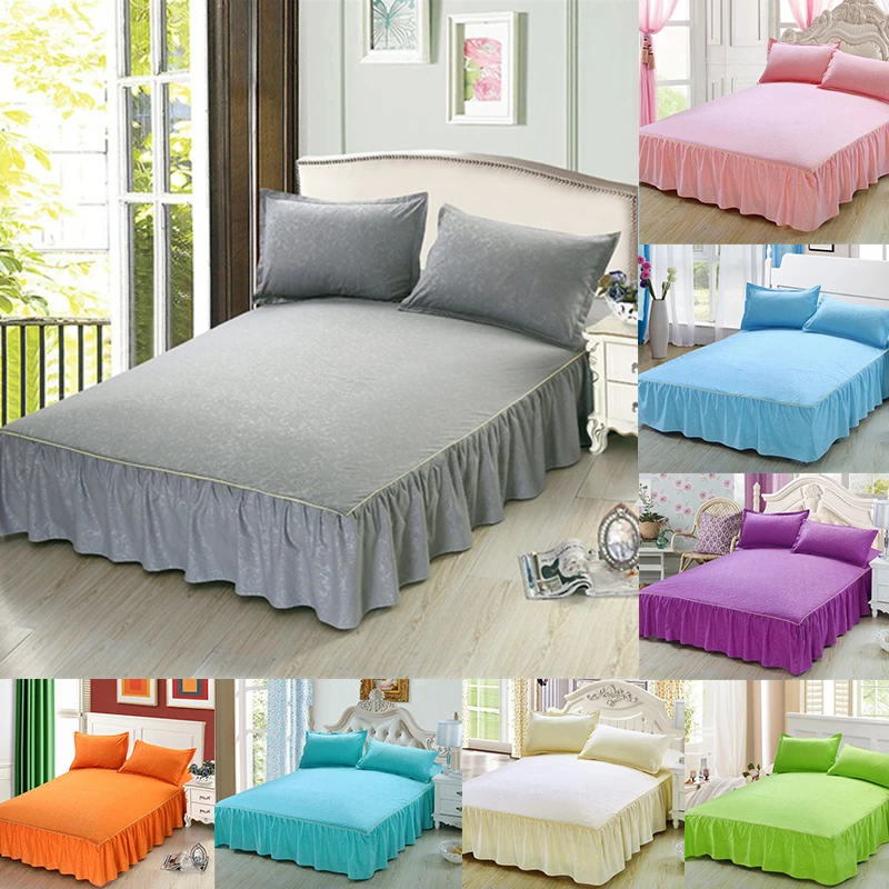 

Single/Twin/Full/Double/Queen/King Bedsheet Bedskirt Pillowcases Cotton Jacquard Embossed European Floral Solid Plain Color