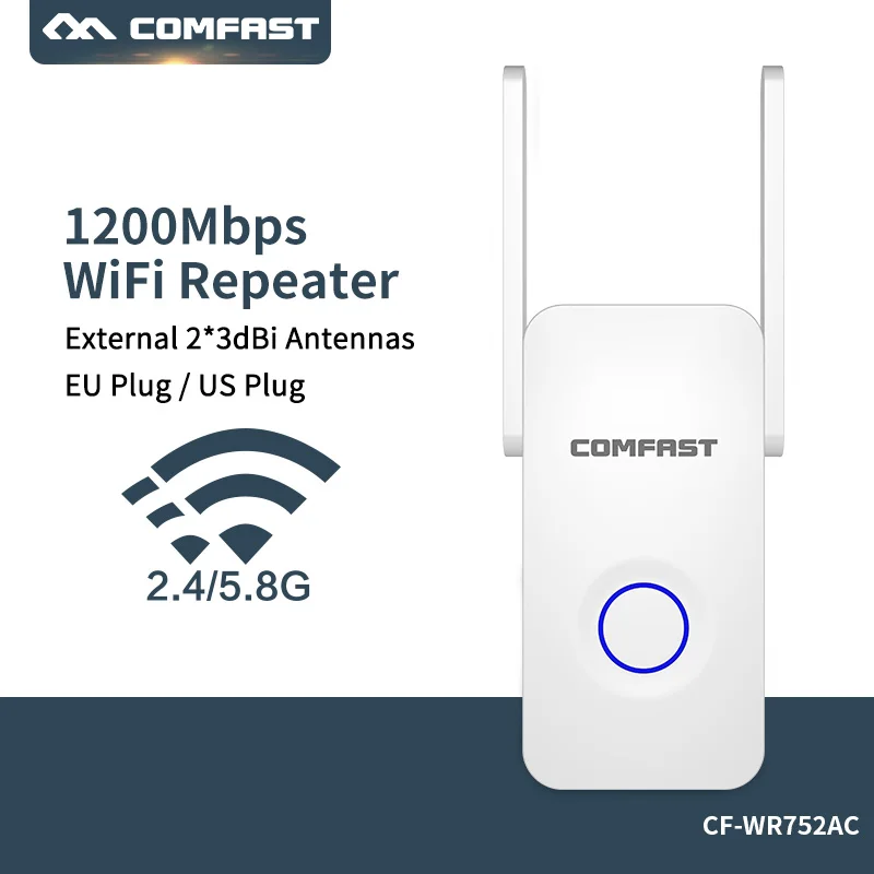 

COMFAST Wireless WiFi Router 1200mbps WiFi Repeater 2*3dBi Antenna Range Extender Enhance AP Receiving Launch 802.11b/g/n/ac