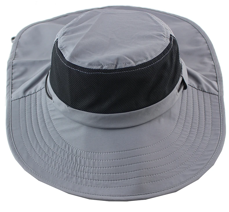 Летняя Солнцезащитная шляпа ведро для мужчин и женщин Boonie шляпа с шеей лоскут Открытый УФ Защита Большие широкие поля Пешие прогулки рыболовная сетка дышащая