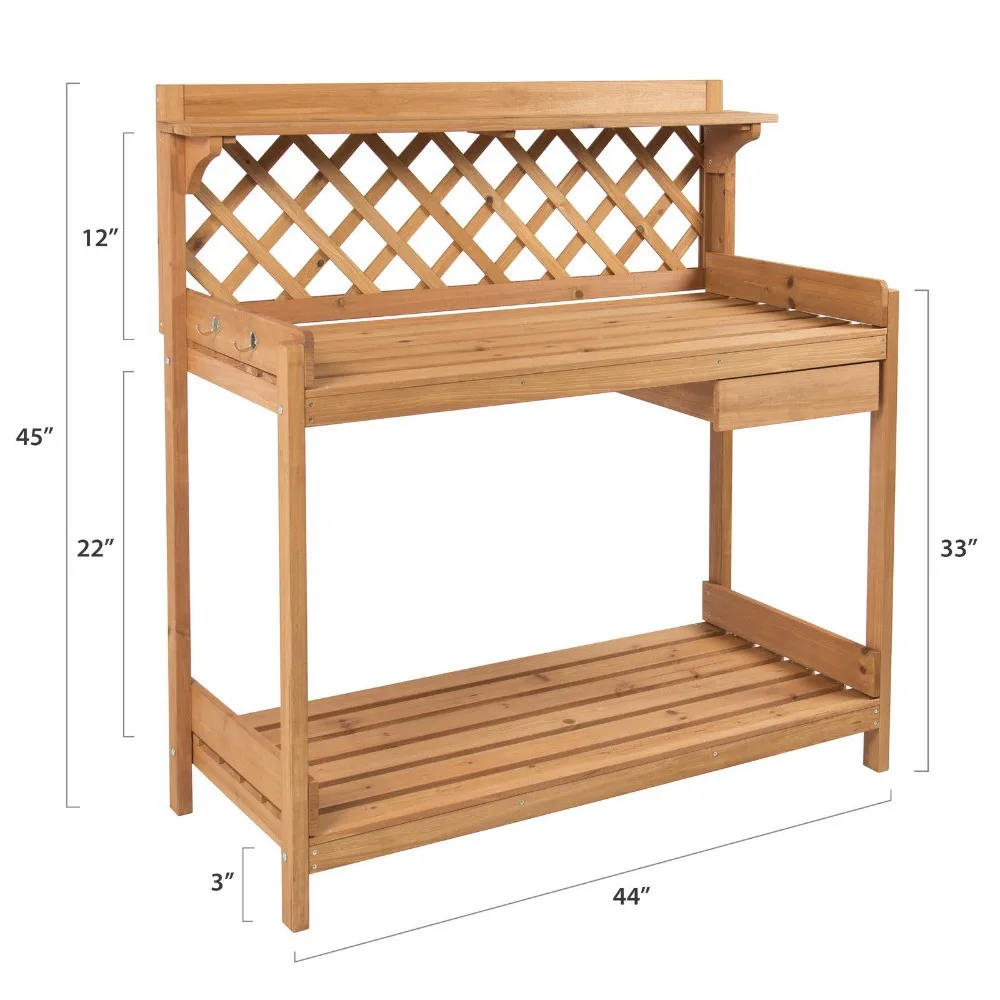 Potting Bench Outdoor Garden Work Bench Station Planting Solid Wood