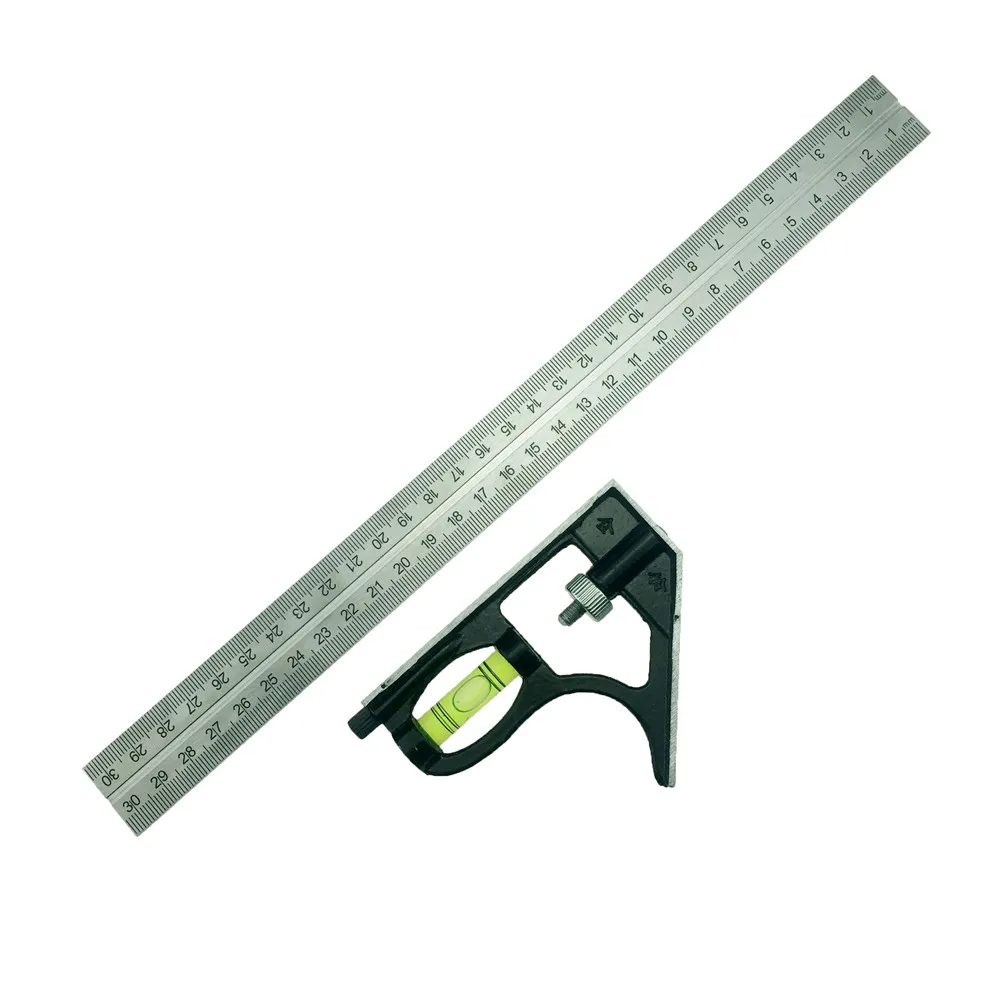 

ALLSOME 300mm DIY Precise Stainless Steel Measuring Tools Aluminium Combination Square Workshop Hardware Angle Spirit Level