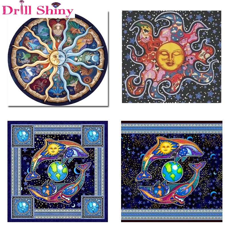 

Drill Shiny 5d diy diamond embroidery colorful sun and moon mandalas full square 3d painting cross stitch artwork