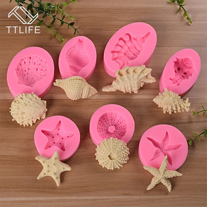 

TTLIFE Sea Shell Shape Silicone Cake Molds Fondant Gumpaste Chocolate Candy Soap Cake Decorating Tools Fimo Clay Moulds