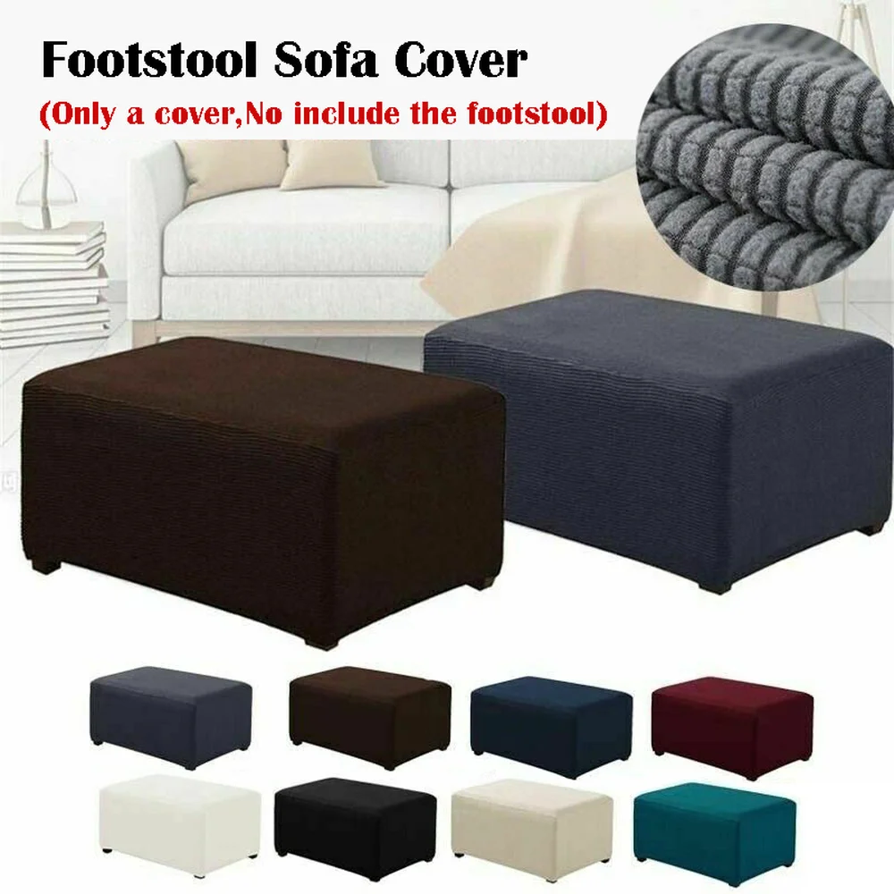 

Elastic Pedal Cover Stretch Storage Ottoman Slipcover Rectangle Footstool Sofa Cover for Living Room 8 Colors S M L