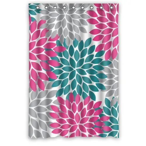 

Try Everthing Pink Grey Green Dahlia floral Pattern Shower Curtains Funky,bright Polyester Waterproof 48inhes x 72inhes