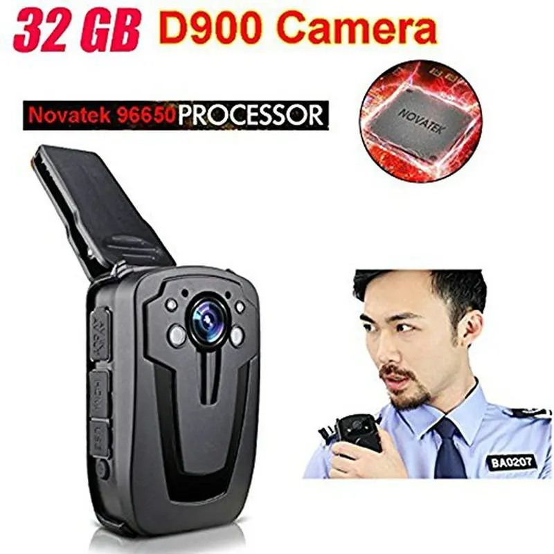 D900 Novatek 96650 32 Гб Full HD 1080P полицейская видеокамера с отворотом на лацкане