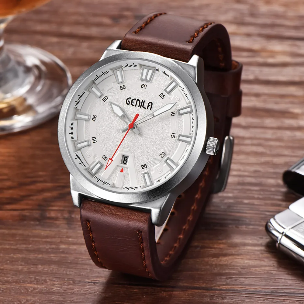 

2017 luxury brand men watch Military Leather Waterproof Date Quartz Analog Army Men's Quartz Wrist Watches Relogio Masculino