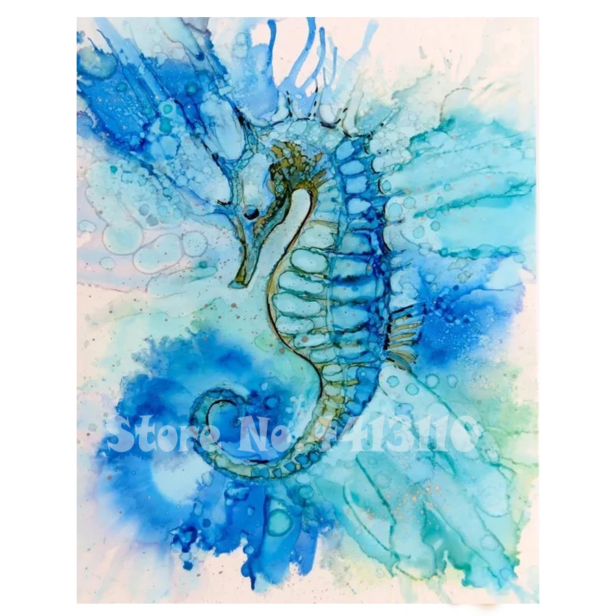 

Seahorse Watercolor DIY Diamond Painting Cross Stitch 5D full Square Mosaic Diamond Embroidery Animal pattern Home Decor B572